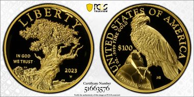 2023-W $100 American Liberty High Relief .9999 Fine First Strike PR70DCAM