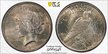 1924 $1 VAM 1AA Broken Jaw MS63