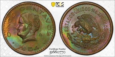 1954-Mo 5C KM-424  Bronze Head Left MS64BN