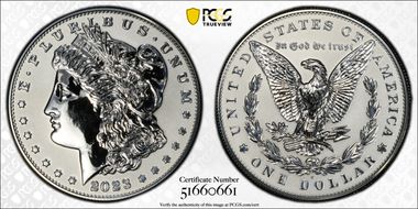2023-S $1 Morgan Dollar Rev PR  Two-Coin Reverse Proof Set First Strike PR69