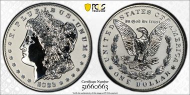 2023-S $1 Morgan Dollar Rev PR  Two-Coin Reverse Proof Set First Strike PR69
