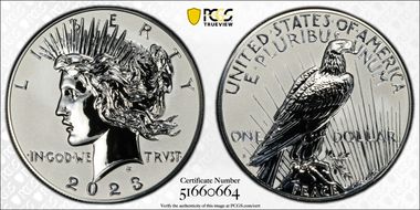 2023-S $1 Peace Dollar Rev PR Two-Coin Reverse Proof Set First Strike PR69