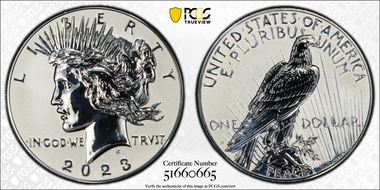 2023-S $1 Peace Dollar Rev PR Two-Coin Reverse Proof Set First Strike PR69