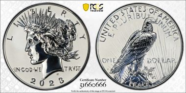 2023-S $1 Peace Dollar Rev PR Two-Coin Reverse Proof Set First Strike PR69