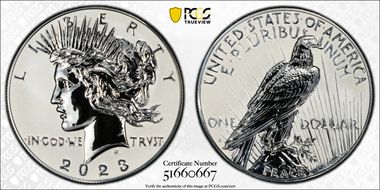 2023-S $1 Peace Dollar Rev PR Two-Coin Reverse Proof Set First Strike PR69