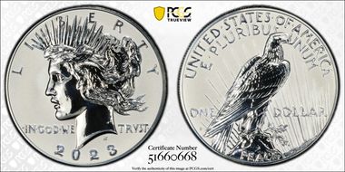 2023-S $1 Peace Dollar Rev PR Two-Coin Reverse Proof Set First Strike PR70