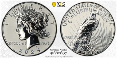 2024-S $1 Peace Dollar Rev PR Two-Coin Reverse Proof Set First Strike PR69