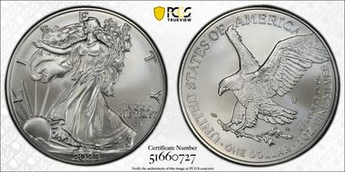 2023-W $1 Burnished Silver Eagle First Strike SP69