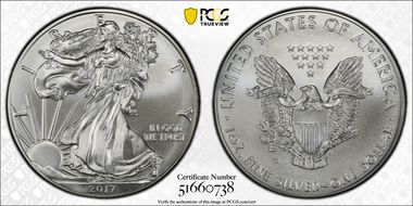 2017-W $1 Burnished Silver Eagle First Strike SP68