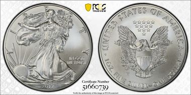 2017-W $1 Burnished Silver Eagle First Strike SP69