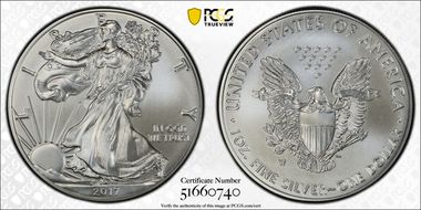 2017-W $1 Burnished Silver Eagle First Strike SP69
