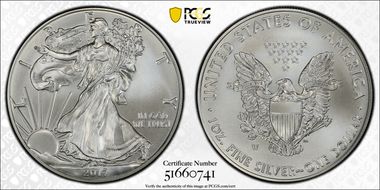 2017-W $1 Burnished Silver Eagle First Strike SP69