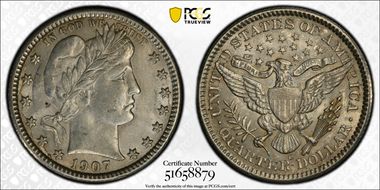 1907-O 25C AU58