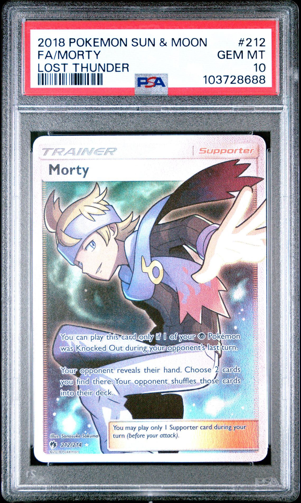 2018 Pokemon POKEMON SUN & MOON LOST THUNDER #212 Fa/Morty front