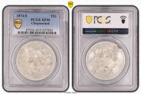 1874-S T$1 Chopmarked XF40