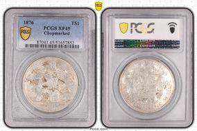 1876 T$1 Chopmarked XF45