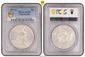 1877-S T$1 Chopmarked AU53
