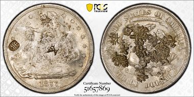 1877 T$1 Chopmarked N1