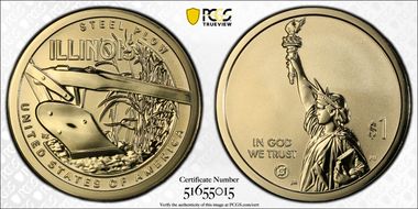 2024-S $1 American Innovation IL Rev PR Steel Plow First Strike PR69