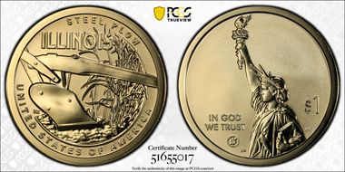 2024-S $1 American Innovation IL Rev PR Steel Plow First Strike PR69