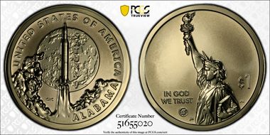 2024-S $1 American Innovation AL Rev PR Saturn V First Strike PR70