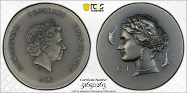2023 $5 Arethusa Ag Antique Finish Ultra High Relief MS70