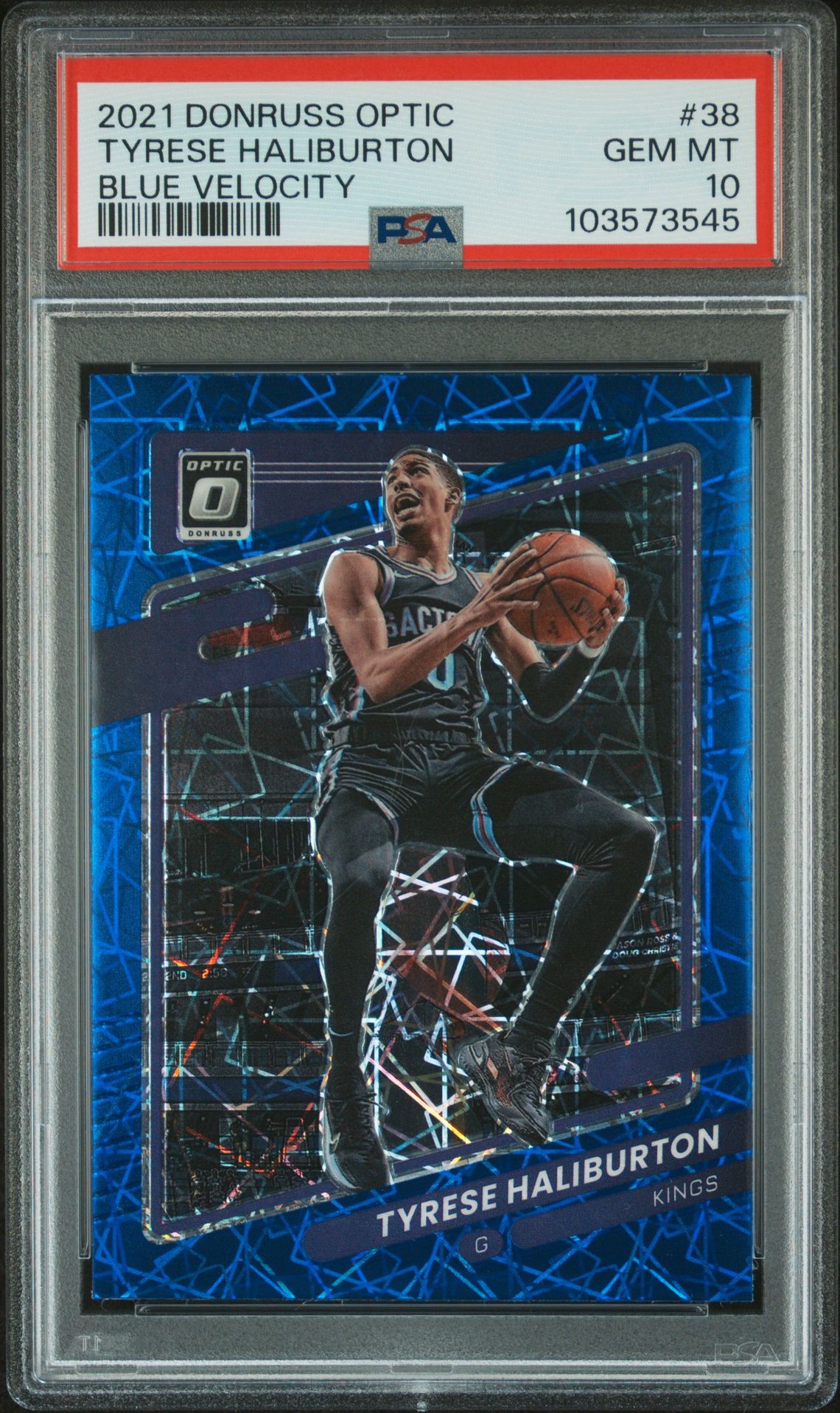 2021 Panini PANINI DONRUSS OPTIC BLUE VELOCITY #38 Tyrese Haliburton front