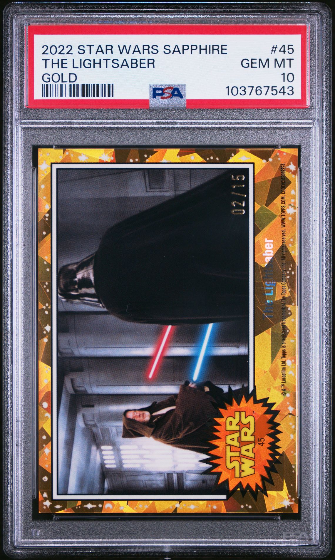2022 Topps TOPPS CHROME SAPPHIRE EDITION STAR WARS GOLD #45 The Lightsaber front