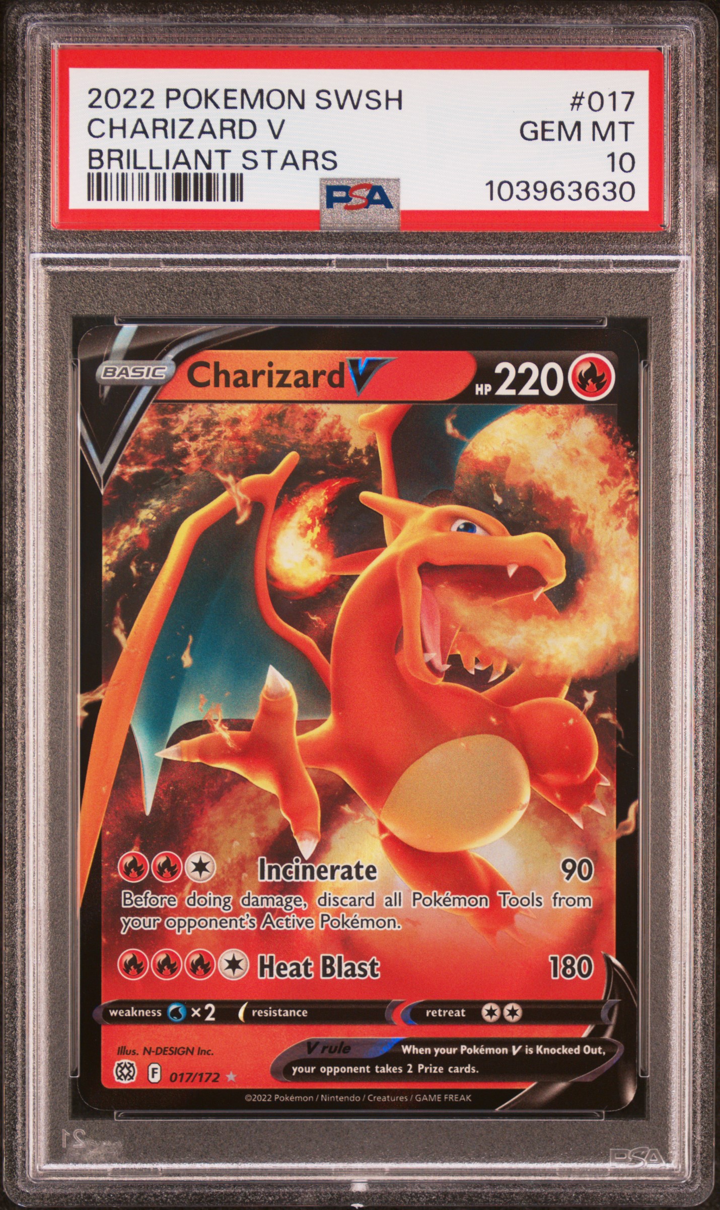 2022 #017 Charizard V PSA 10 Sword & Shield Brilliant Stars