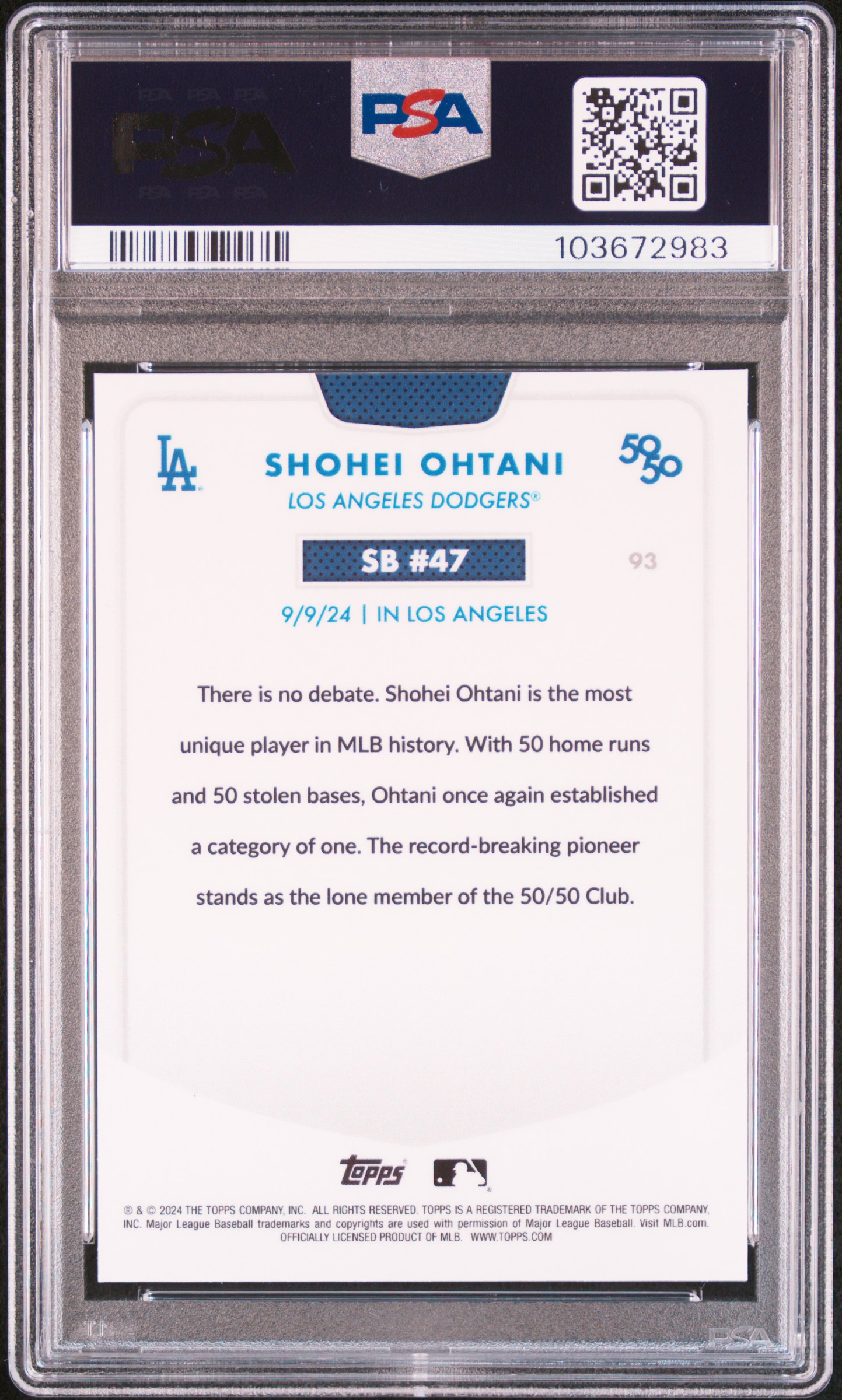 Borezy Collection's 2024 Topps 50/50 Shohei Ohtani Shohei