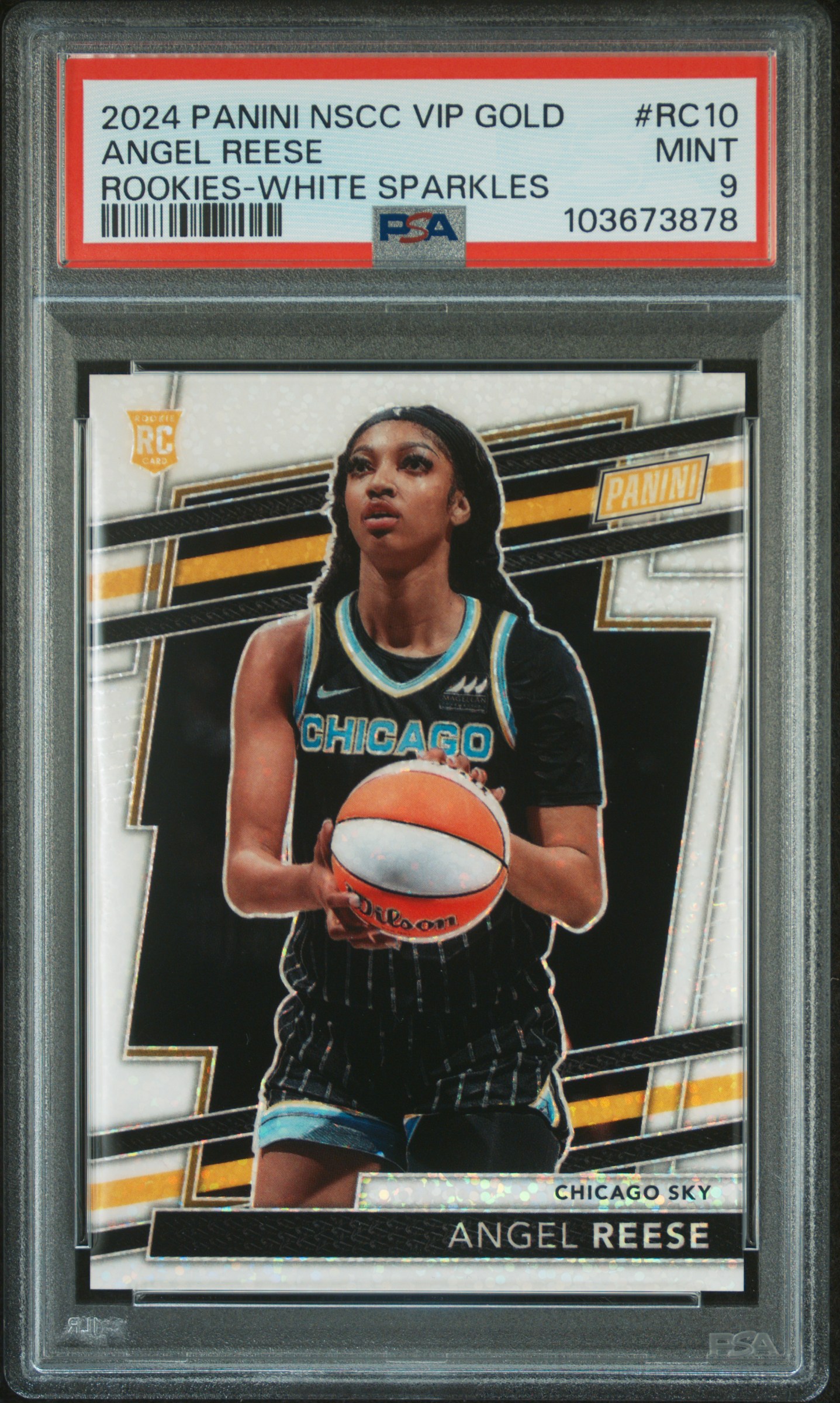 2024 Panini National Sports Collectors Convention Vip Gold Rookies Angel Reese #Rc10 (Rookies-White Sparkles) Mint 9 front