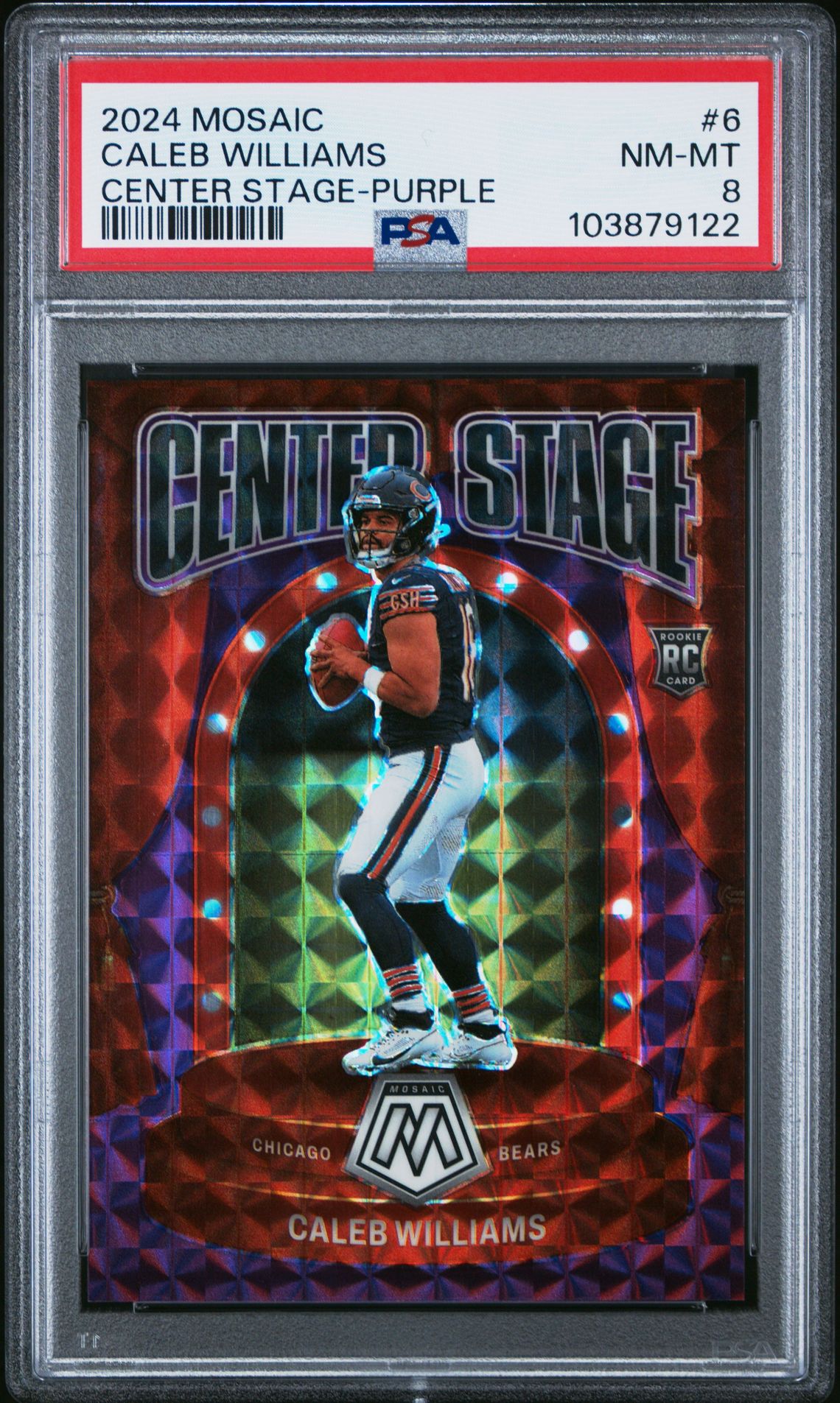 2024 Panini PANINI MOSAIC CENTER STAGE PURPLE #6 Caleb Williams front