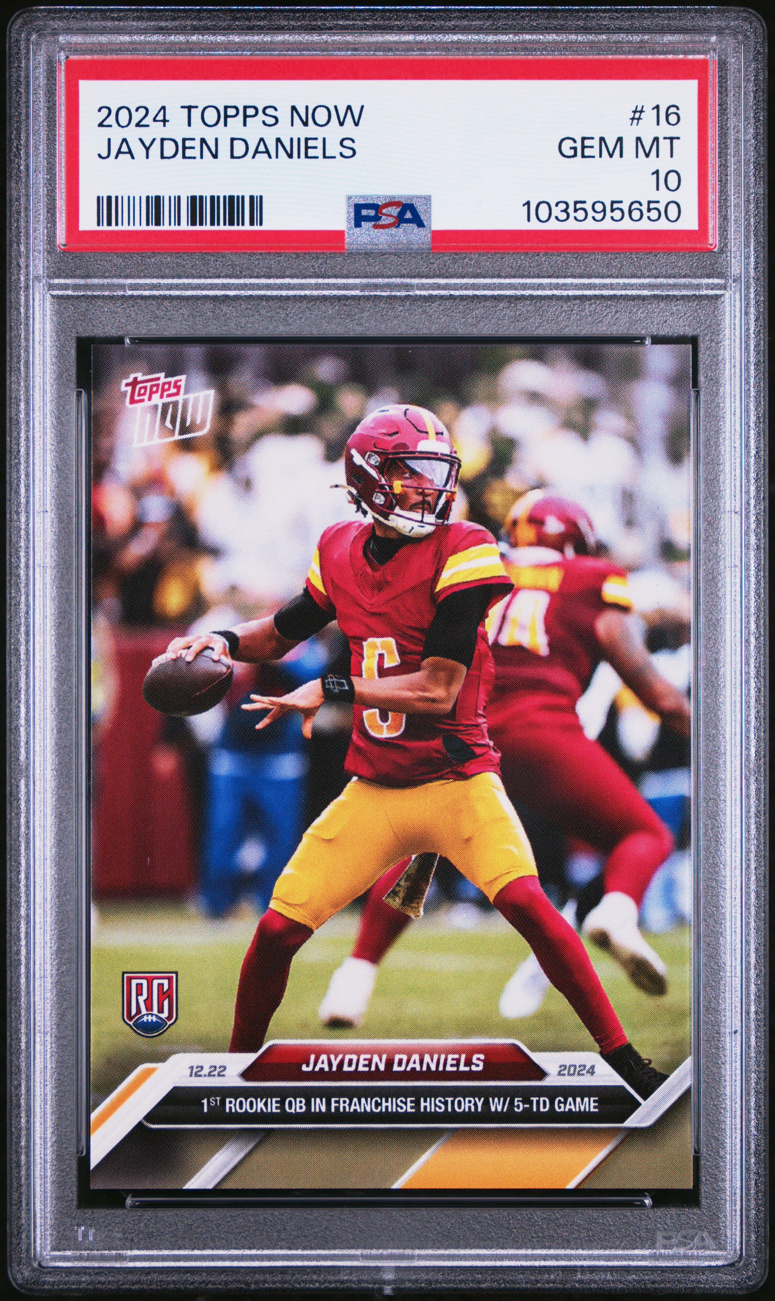 2024 Topps Now Jayden Daniels #16 Gem Mt 10 front