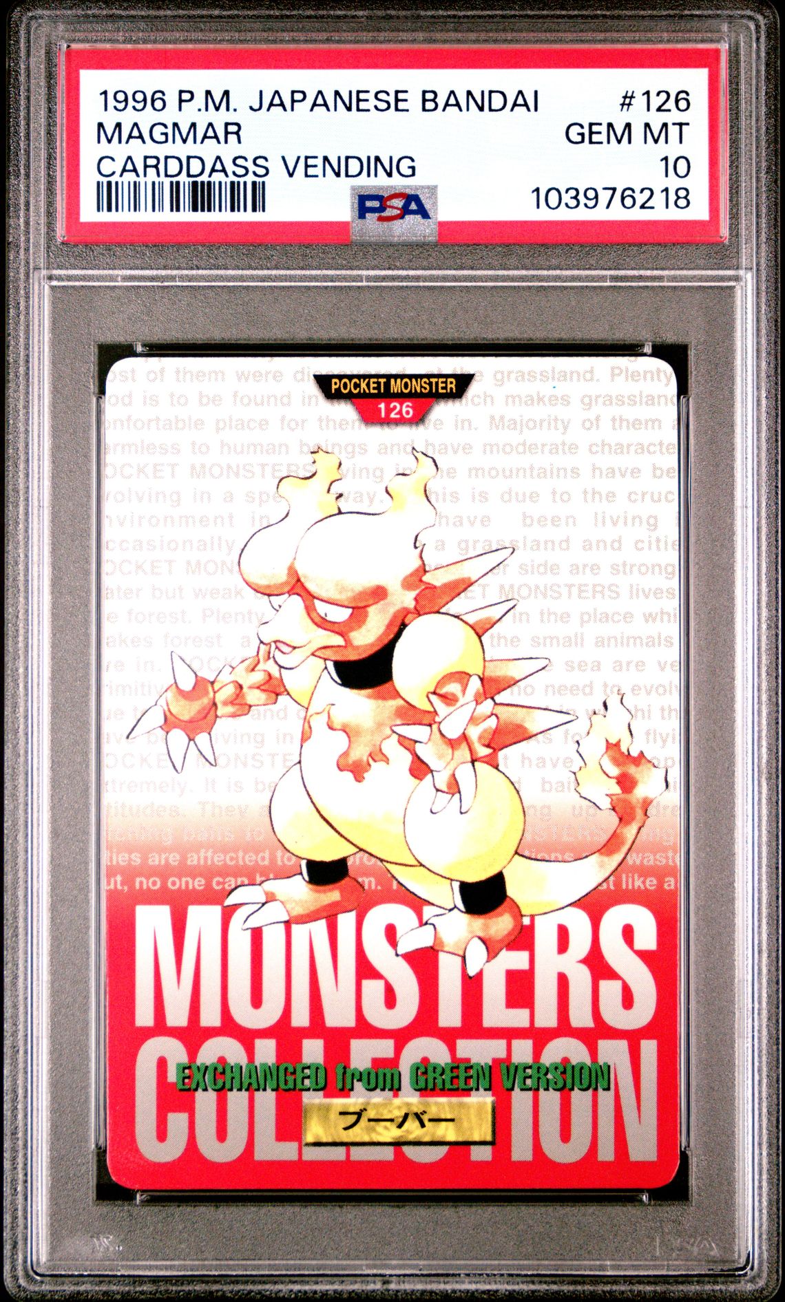 Magmar card, red version, PSA 10
