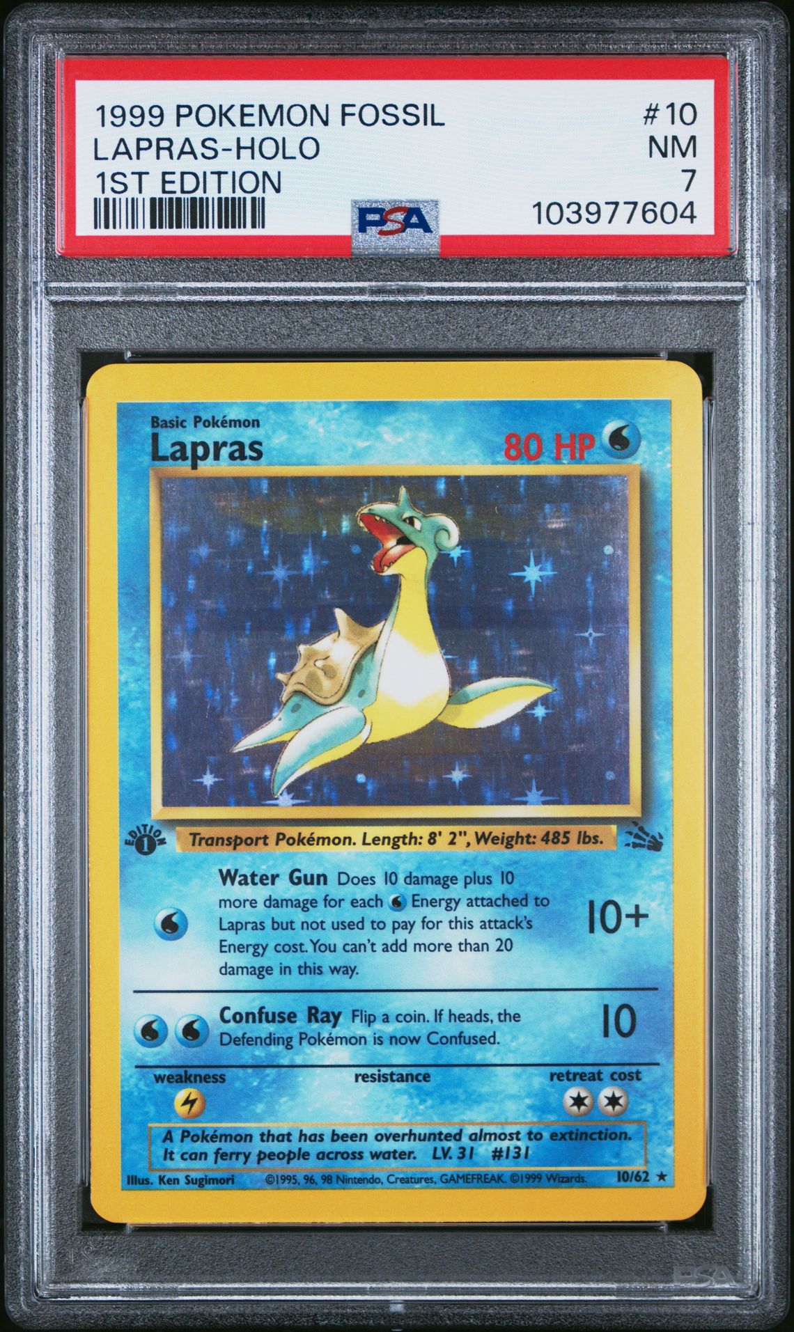 1999 Pokemon POKEMON FOSSIL 1ST EDITION #10 Lapras-Holo front