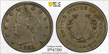1883 5C No CENTS AU55