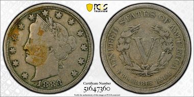 1883 5C No CENTS N1