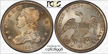 1834 25C Browning 4 MS66