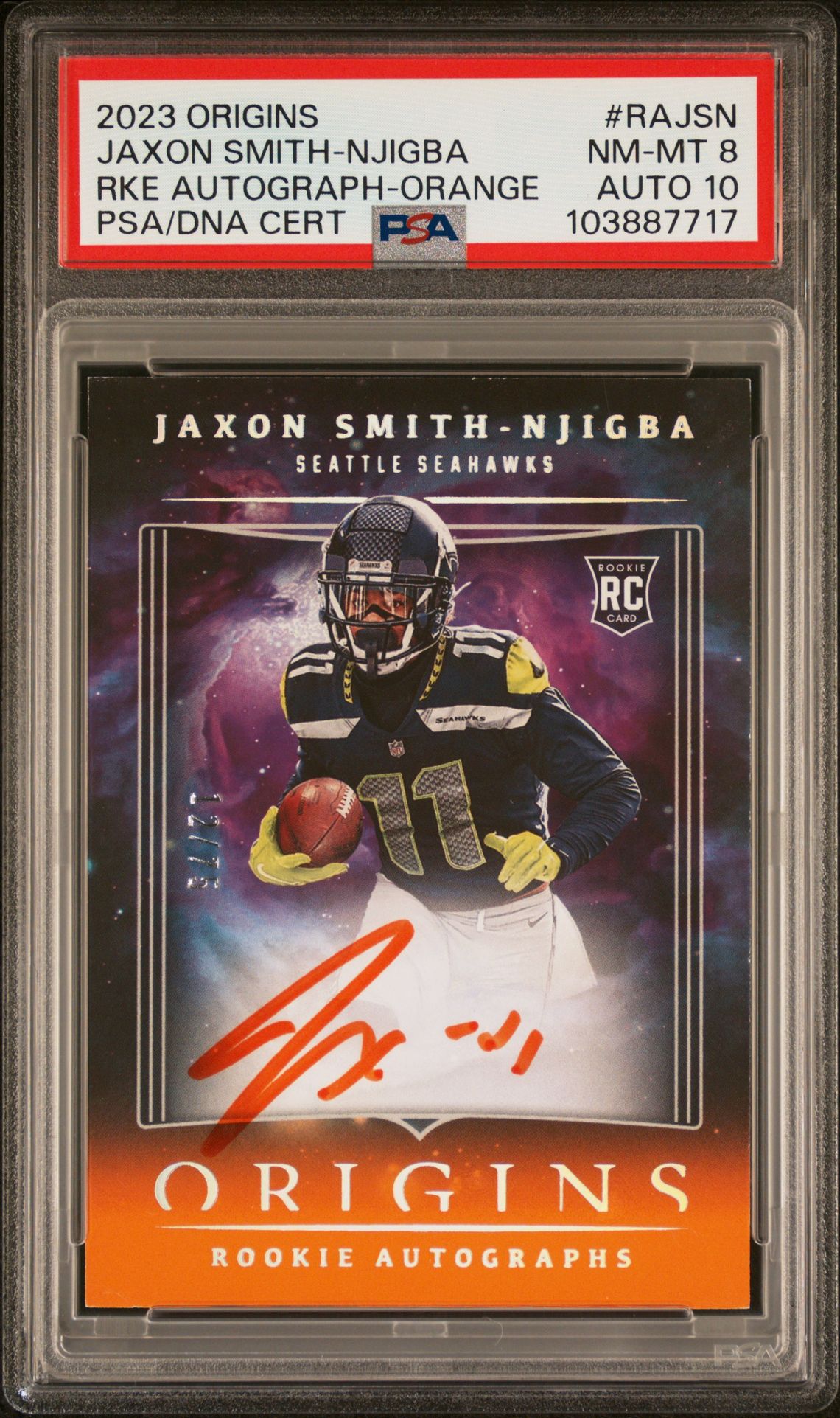2023 Panini PANINI ORIGINS ROOKIE AUTOGRAPHS RKE AUTOGRAPH-ORANGE #RAJSN Jaxon Smith-Njigba front