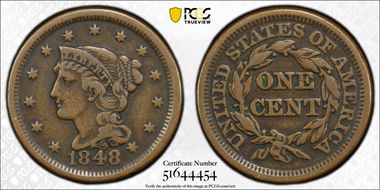 1848 1C Newcomb 18 VF30BN