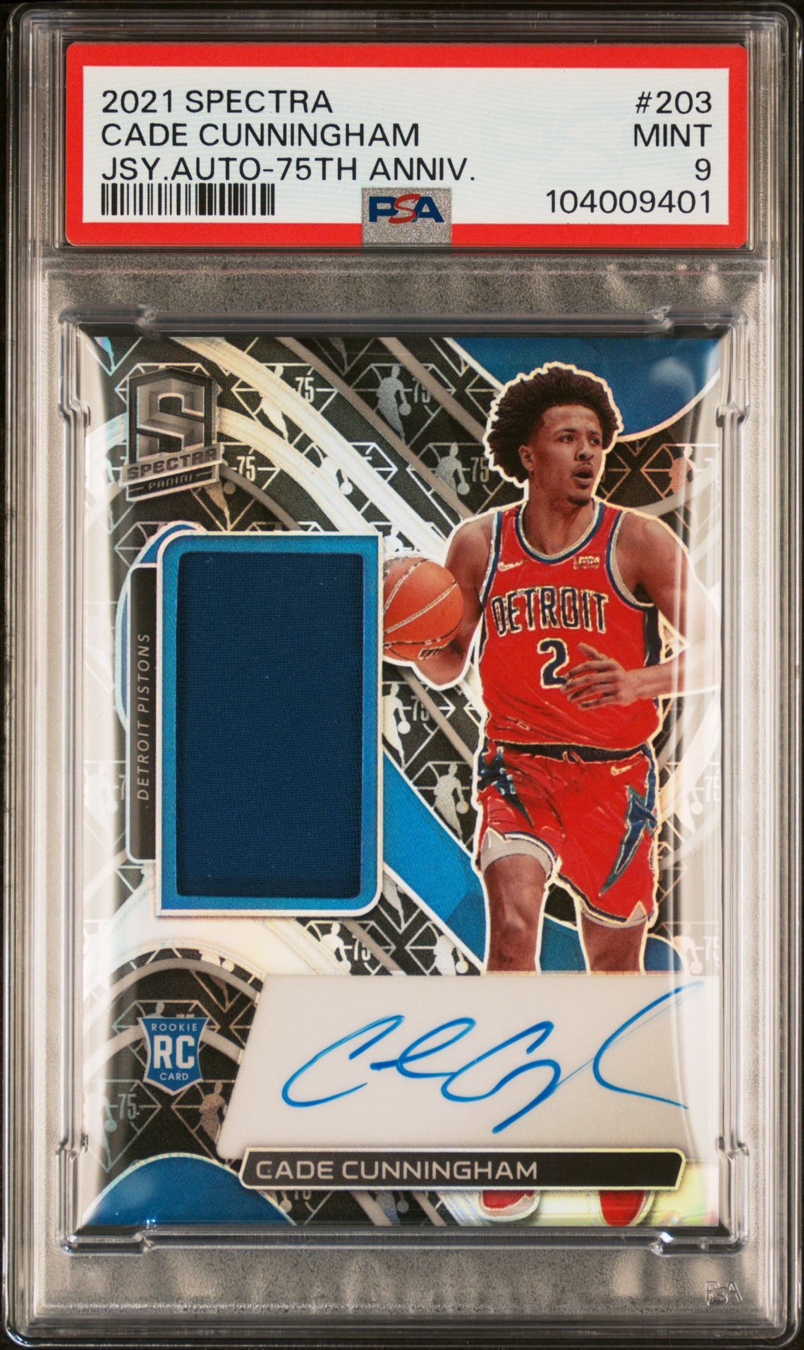 2021 Panini PANINI SPECTRA JSY.AUTO-75TH ANNIV. #203 Cade Cunningham front