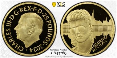 2024 £25 George Michael 1/4oz Au PR70DCAM