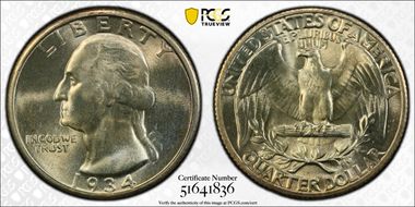 1934 25C Medium Motto MS66