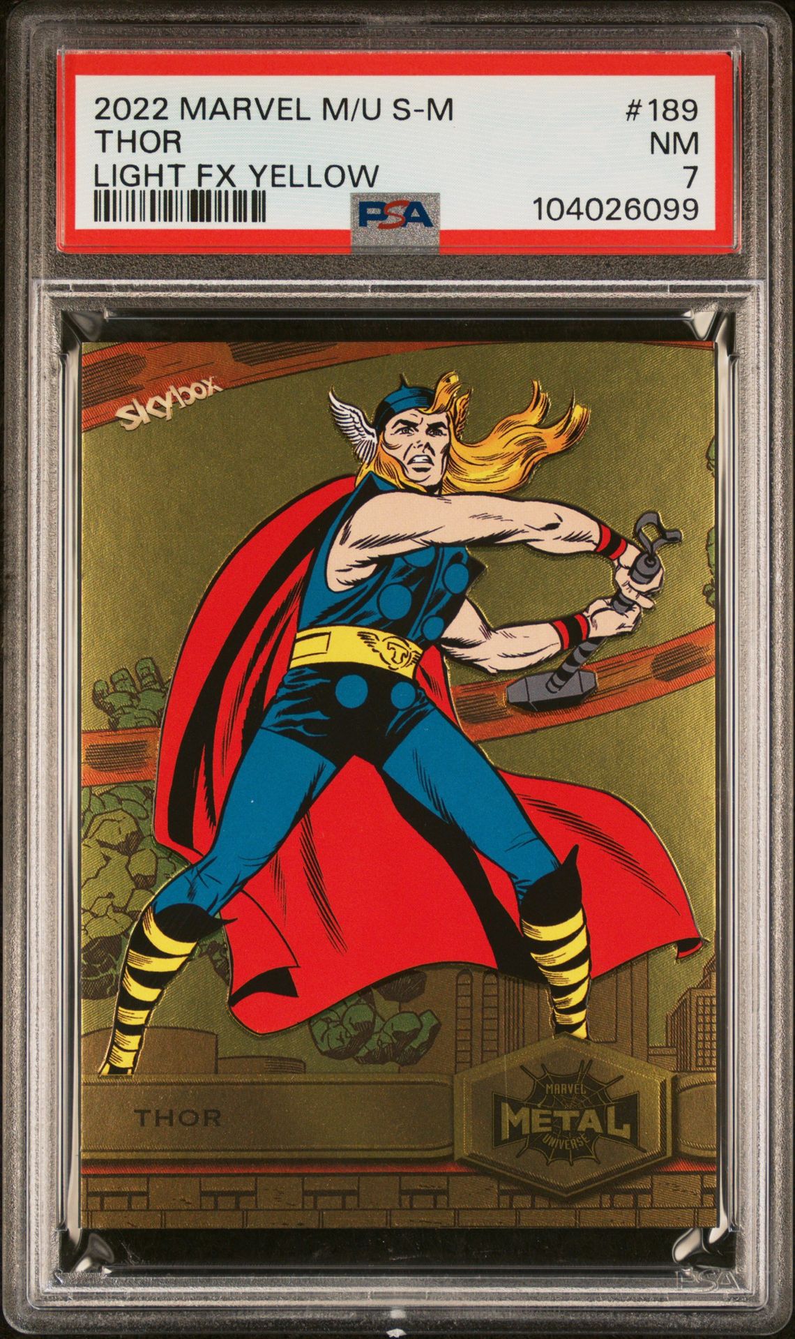 2022 SkyBox SKYBOX MARVEL METAL UNIVERSE SPIDER-MAN Light Fx Yellow Thor front