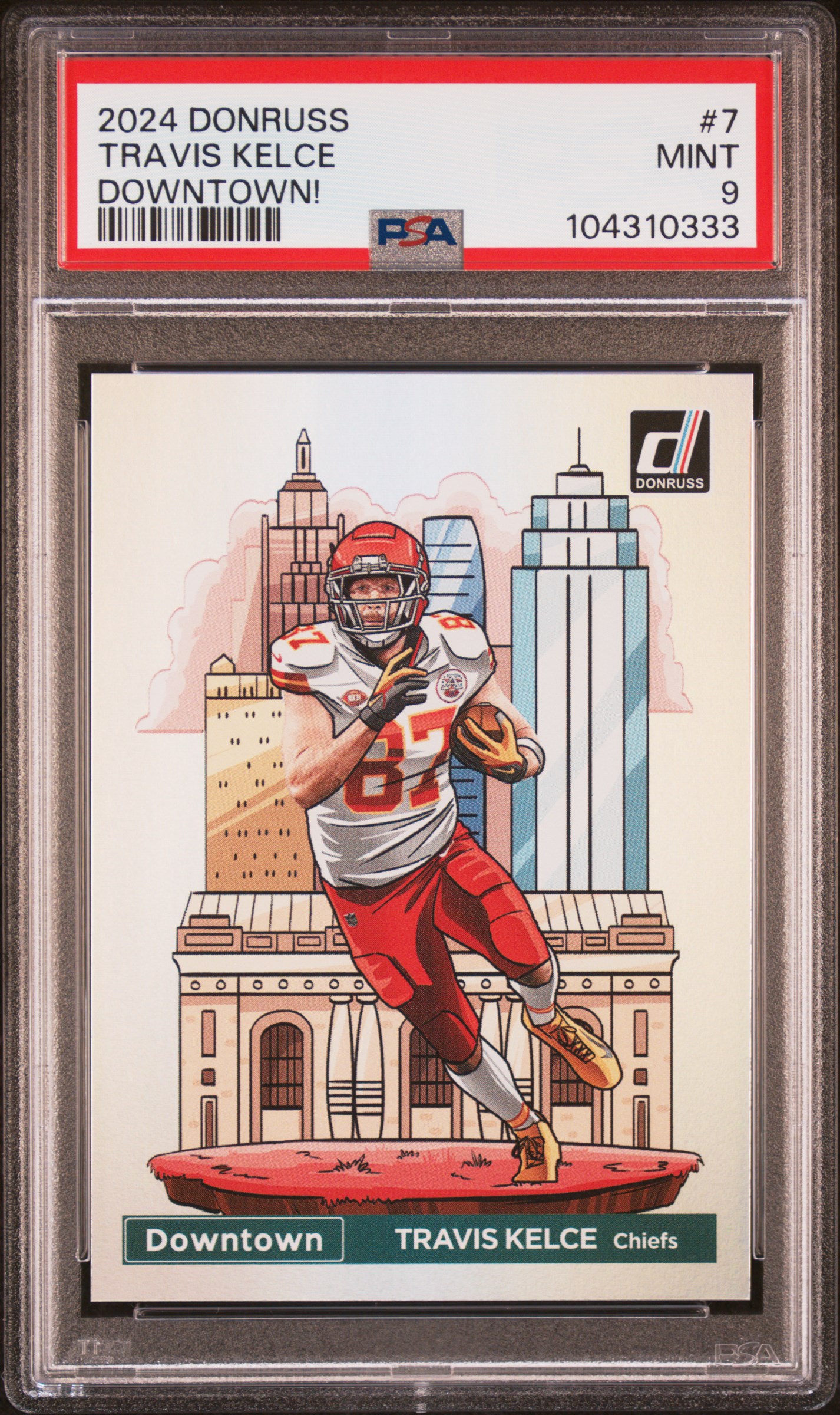 2024 Panini Donruss Downtown! Travis Kelce #7 Mint 9 front