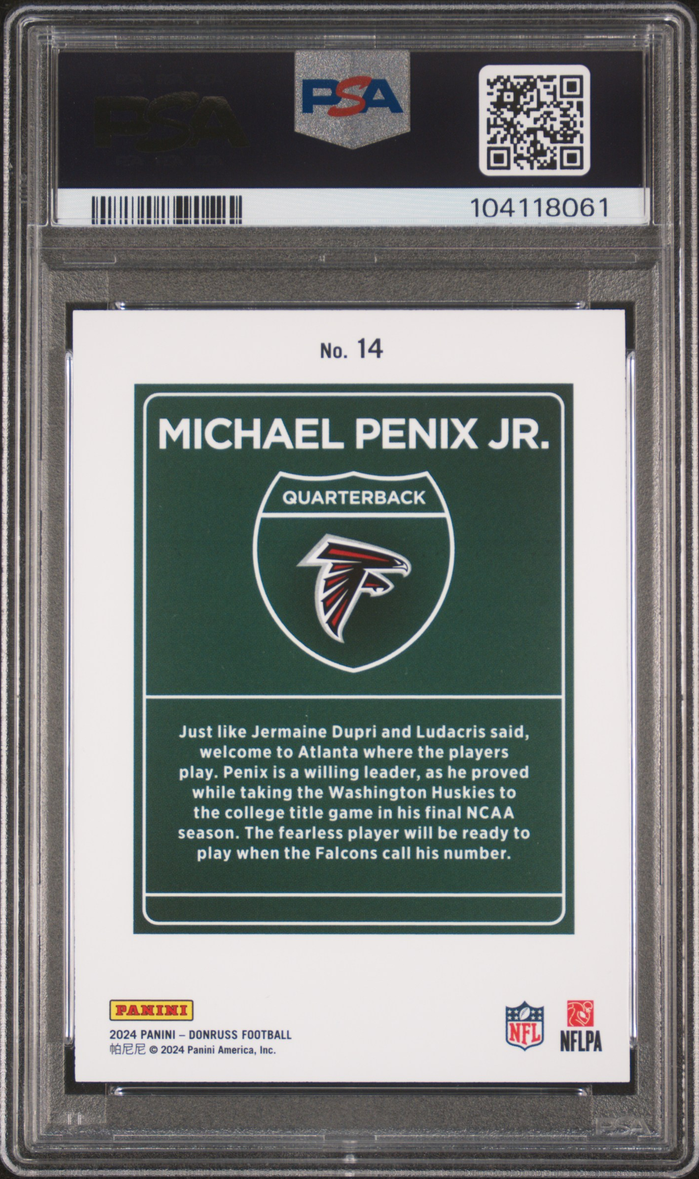 2024 Panini Donruss Downtown! Michael Penix Jr. #14 Nm-Mt 8 back