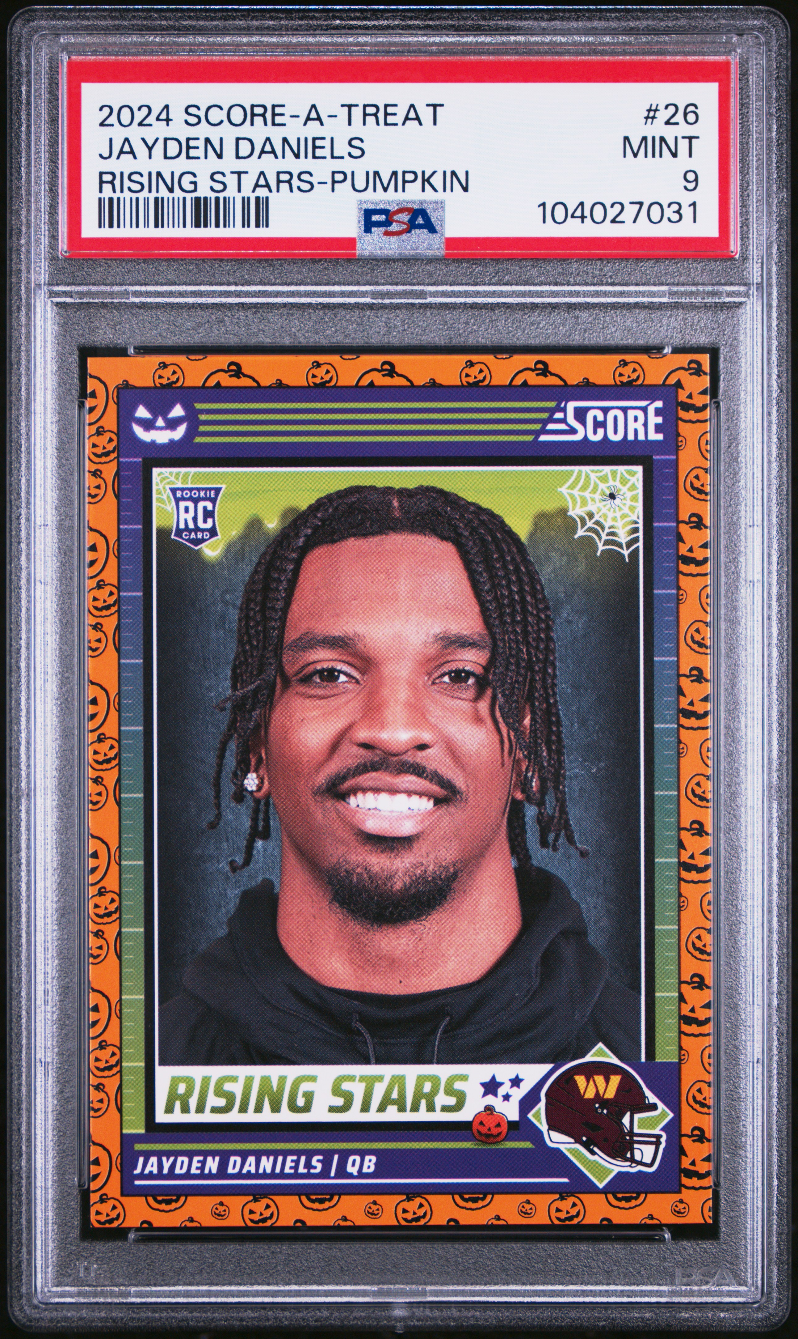 2024 Panini Score-A-Treat Rising Stars Jayden Daniels #26 (Rising Stars-Pumpkin) Mint 9 front