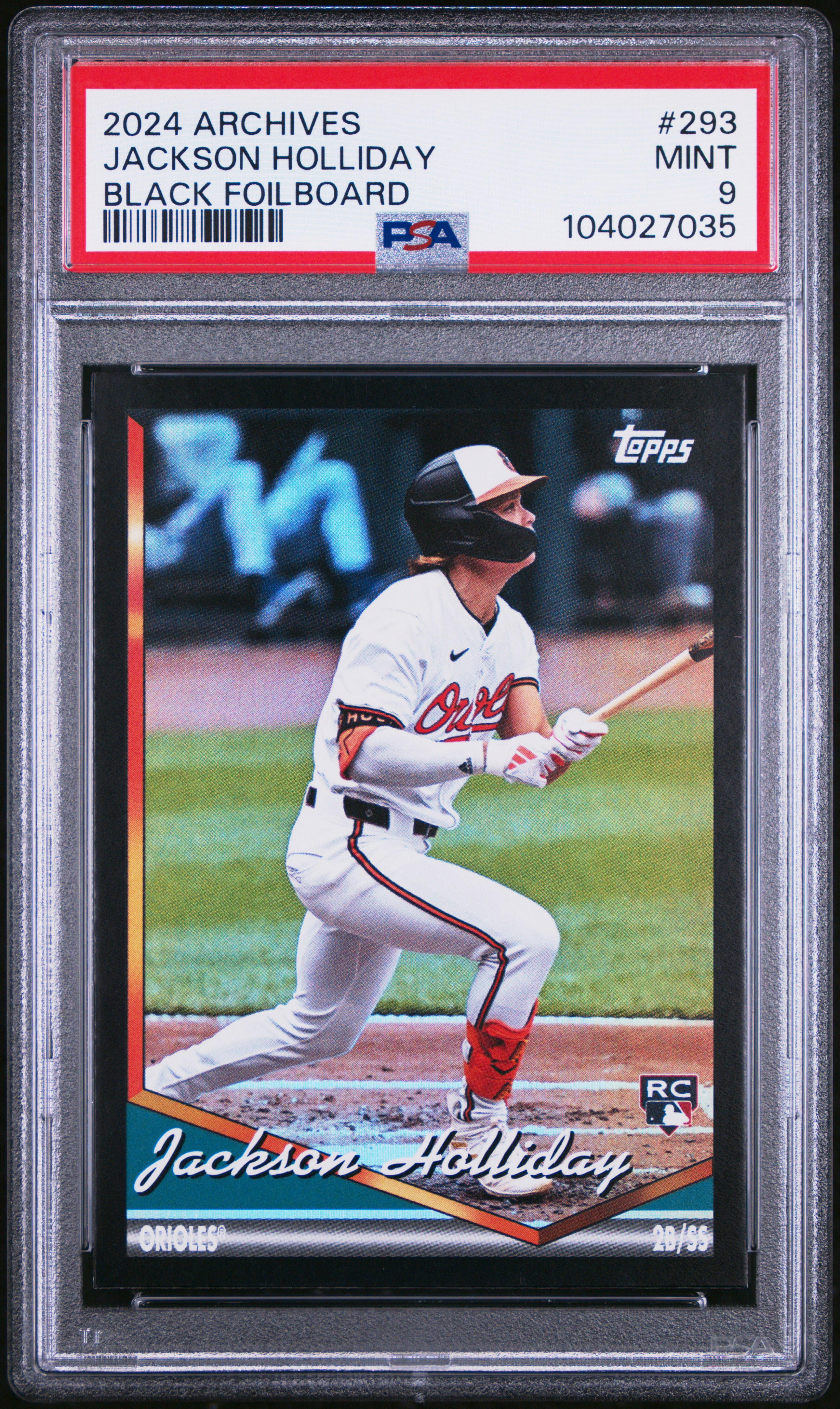2024 Topps Archives Jackson Holliday #293 (Black Foilboard) Mint 9 front