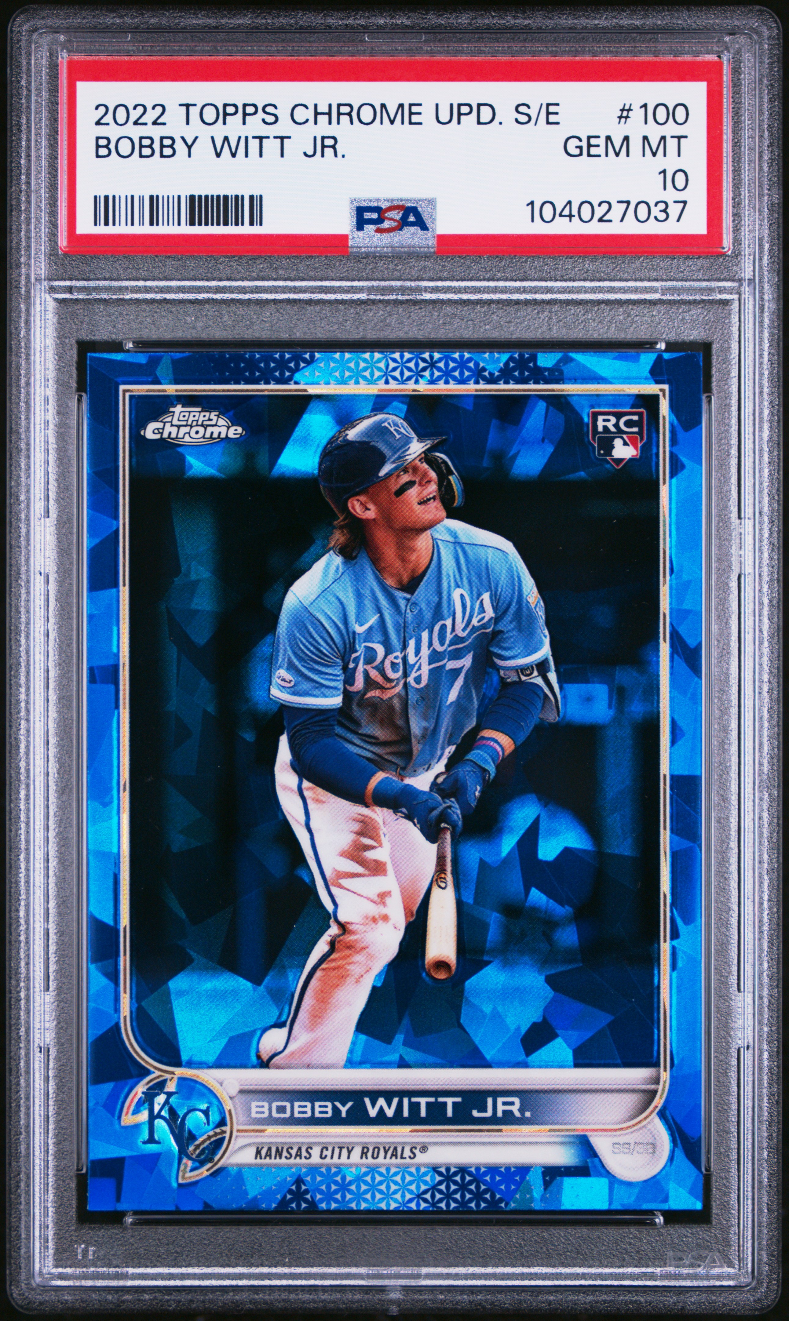 2022 Topps Chrome Update Sapphire Edition Bobby Witt Jr. #100 Gem Mt 10 front