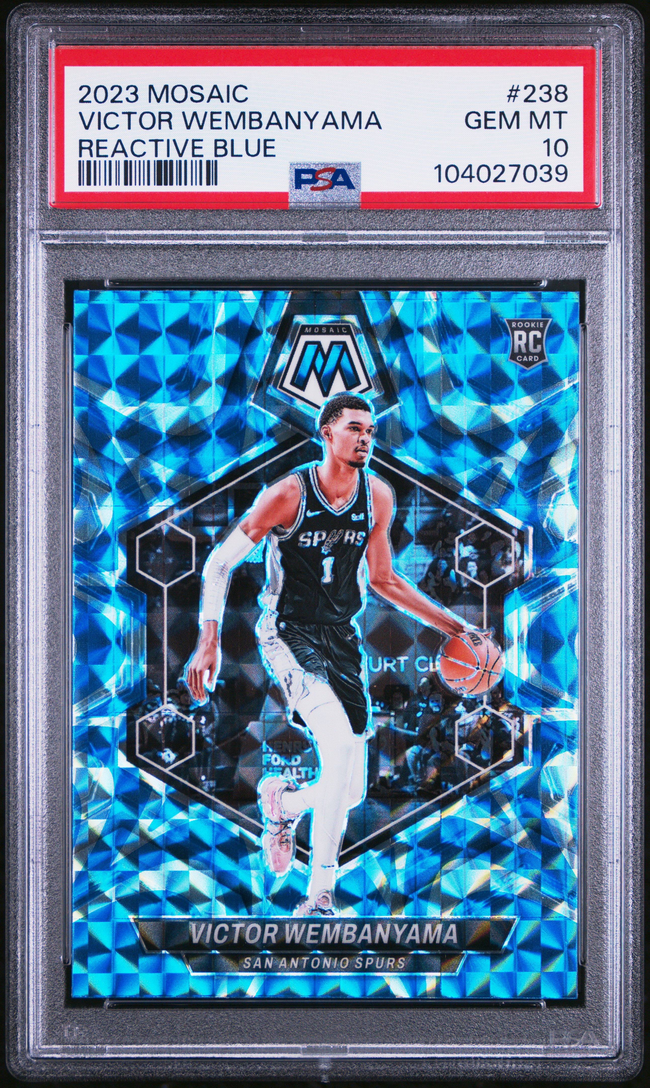 2023 Panini Mosaic Victor Wembanyama #238 (Reactive Blue) Gem Mt 10 front